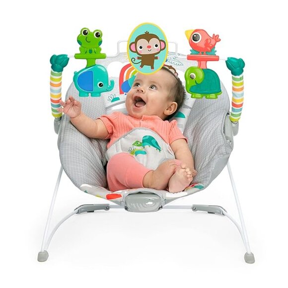 Cute Playful Paradise Comfy Baby Bouncer Seat with Soothing Vibration and Toys - Picture 2 of 5